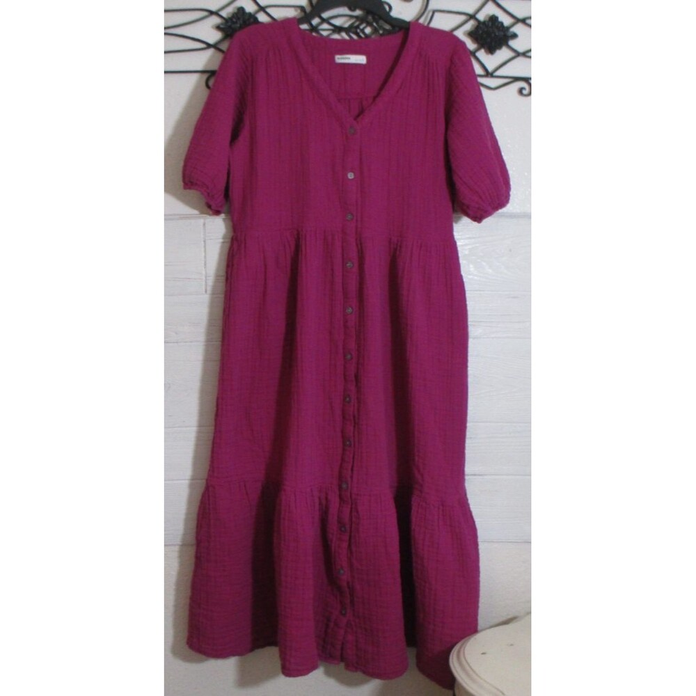 Sonoma Women's Maxi Dress Size L Short Sleeve Wine V Neck